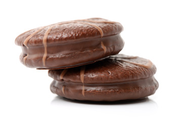 chocolate cake on white background 