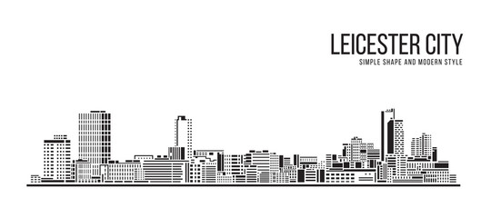 Fototapeta premium Cityscape Building Abstract Simple shape and modern style art Vector design - Leicester city