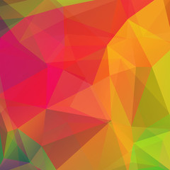 Colorful geometric pattern, polygon triangles vector background in red, yellow, green tones. Illustration pattern