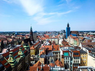 Fototapeta na wymiar View of old europinian city in summer. Wroclove, Poland
