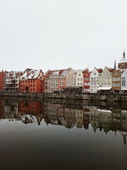 View of the old town of Gdansk in winter. Poland.