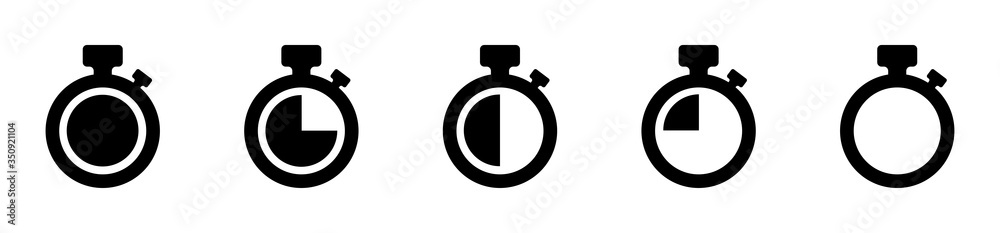 Wall mural timer vector icons on white background. set of timer. countdown timer vector icons. eps10