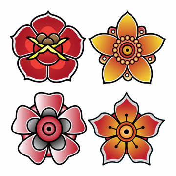set flower flash tattoo