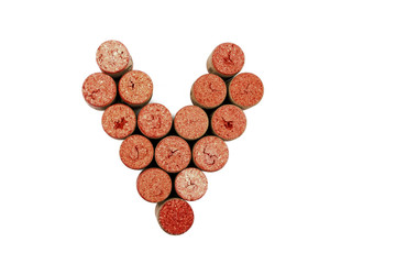 Wine corks shaped heart. Print illustration for restaurant decor