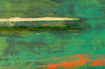 Old wood with green and red color