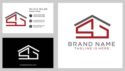 S initial logo with business card vector template