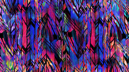 Psychedelic imprint of the abstract marker paint blots and lines concept in grunge style.