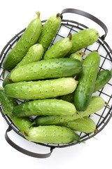 Green cucumber on the white background