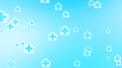 Medical health blue cross on home pattern background. Abstract banners with prevent virus infection and healthcare stay home concept.