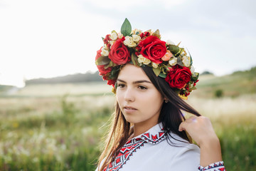 Ukrainian girl in traditional Ukrainian clothes