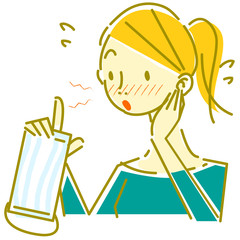 natural hand drawn woman, face mask, skin trouble