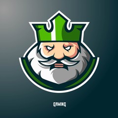 King athletic club vector logo concept isolated on dark background for badge, emblem and t shirt printing. Modern sport team mascot badge design.