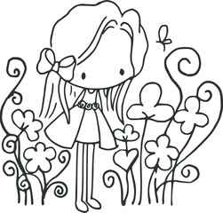 Fototapeta na wymiar cartoon beautiful girl card illustration