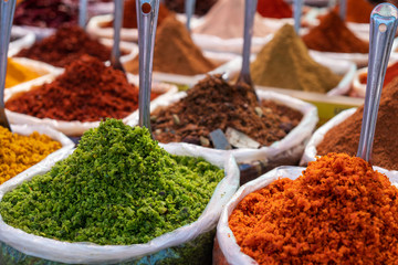 Close-Up Of Spices on a Market