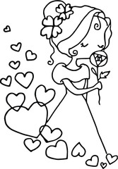 cartoon beautiful girl  card illustration