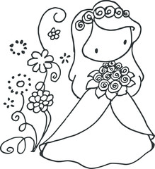 cartoon beautiful girl  card illustration