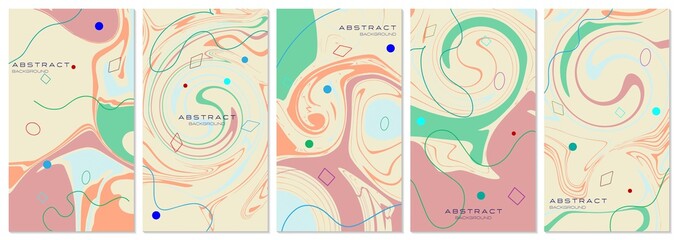 Vector set of social media stories, design templates, backgrounds with copy space for text. Trend shape for banner, greeting card, poster, advertising, discount banner. Every background is isolated.