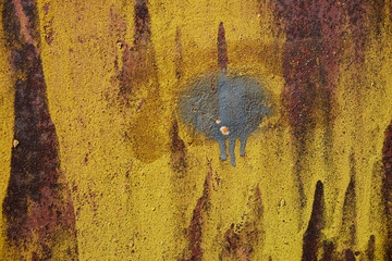 abstract corroded old paint on metal walls The wall is cracked with old paint, Rusty on old metal...
