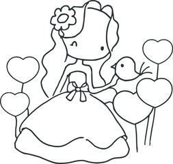 Cartoon beautiful cute girl 