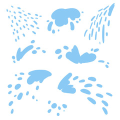 Water splash. Set of pictures on the theme of Taking steam in the bath. Vector illustration.