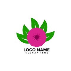 Flower logo vector, Flat Flower logo icon 