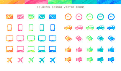 colorful textured icon set (vector)