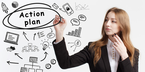 Business, technology, internet and network concept. Young businessman thinks over ideas to become...