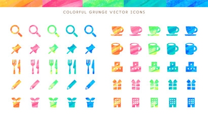 Fototapeta na wymiar colorful textured icon set (vector)
