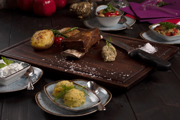 grilled meat with vegetables