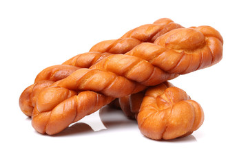 Chinese fried dough twist on white background