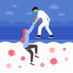 Doctor saving patient from virus