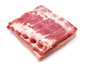Pork belly on white background