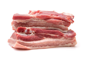 Pork belly on white background