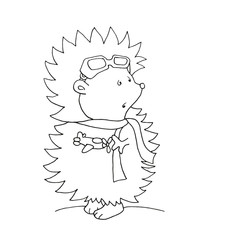 hand-drawn vector illustration of a traveler hedgehog