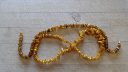 beads made of amber natural stone
