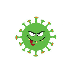 Cartoon photo of COVID-19 virus in white background.