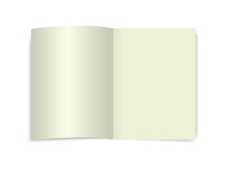 Open book mockup. Vector page top view. Blank school dictionary ecnyclopedia notebook. White isolated diary template