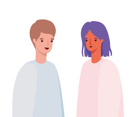 Woman and man avatar vector design