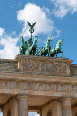 Obraz premium Quadriga statue on the Brandenburg Gate, Berlin, Germany