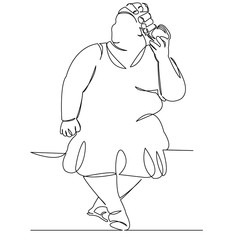 fat woman eating a sandwich