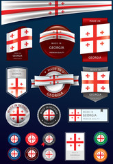 Made in GEORGIA Seal and Icon Collection,GEORGIAN National Flag (Vector Art)

