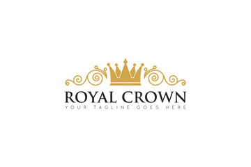 elegance crown logo and icon with ornament vector illustration design template