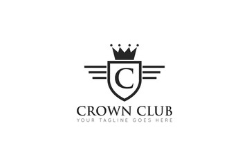 initial letter c crown logo and icon vector illustration design template