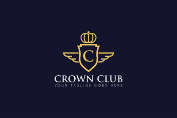initial letter c crown logo and icon vector illustration design template