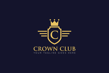 initial letter c crown logo and icon vector illustration design template