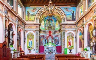 Interior of Church of San Michele in Savoca village reflex