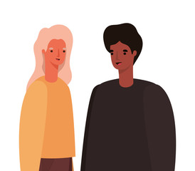Woman and man avatar vector design