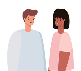 Woman and man avatar vector design