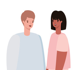Woman and man avatar vector design