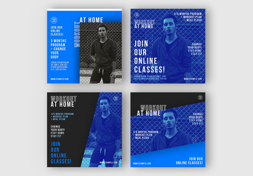 Workout at Home Social Media Layout Set